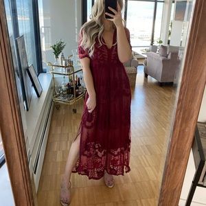 Lace burgundy dress